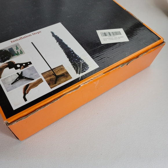 Ghosts Tinsel Halloween Collapsible Pull Up Pencil Tree - 5 Ft Tall - Picture 12 of 13